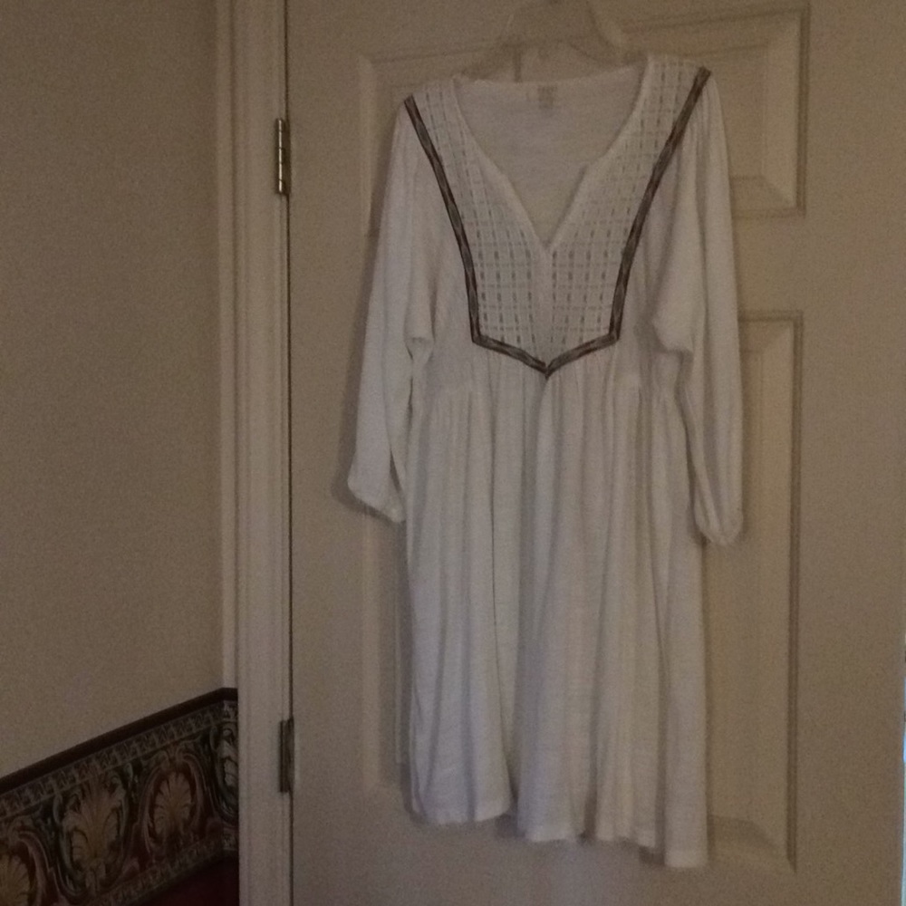 Umgee White Crocheted Peasant Dress Size Small
